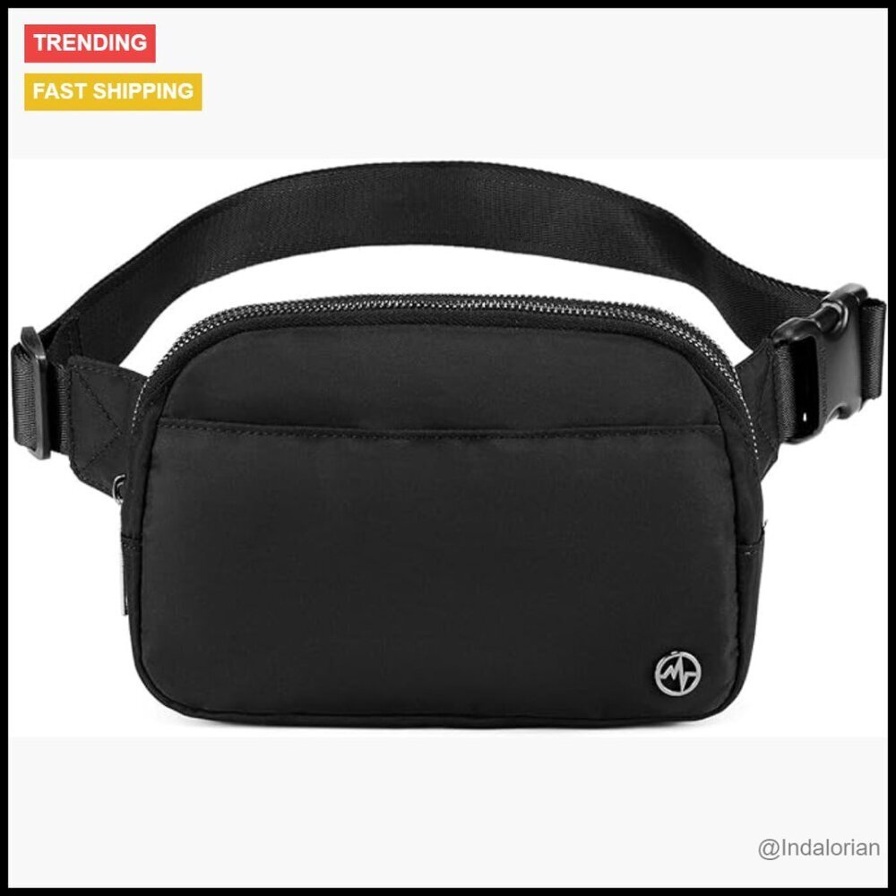 Nylon Crossbody Fanny Pack 5 Zipper Pockets Adjustable Strap Water Resistant